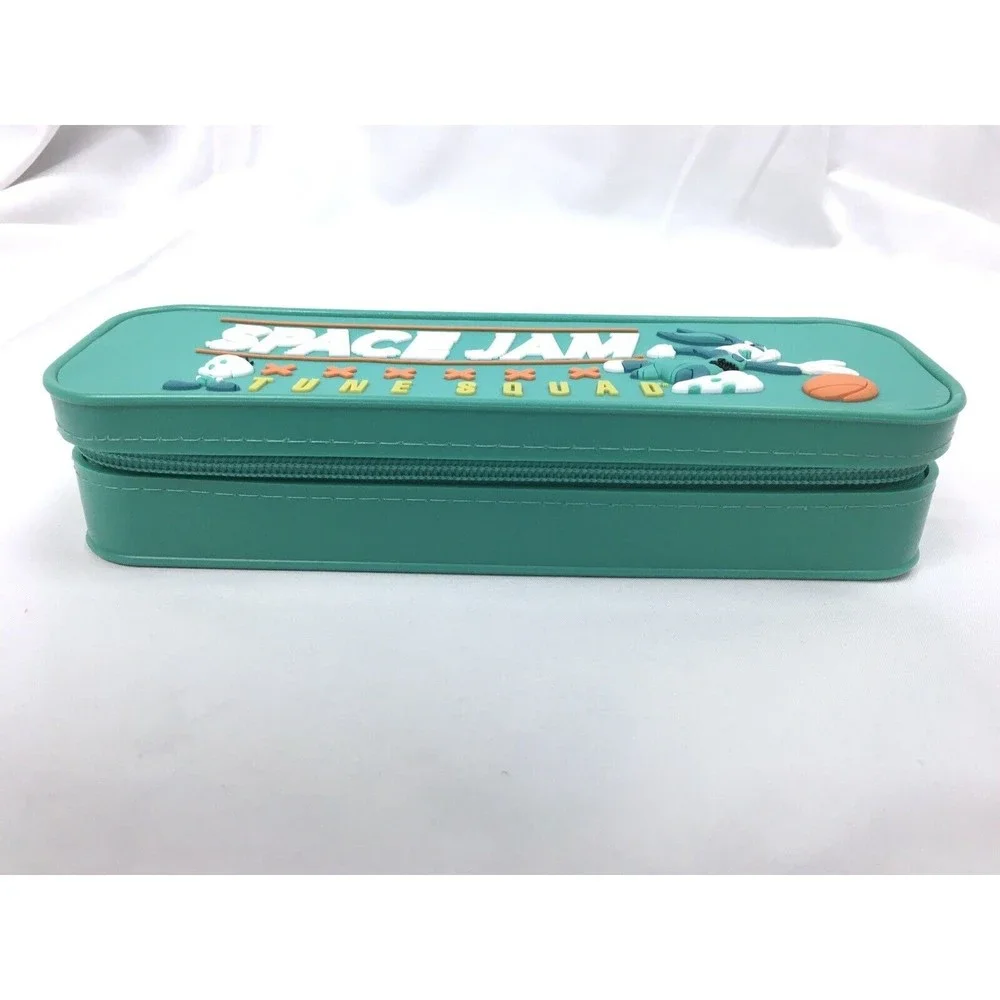 New Space Jam Tune Squad Silicone Pencil Box Case Pen Markers Zippered Green